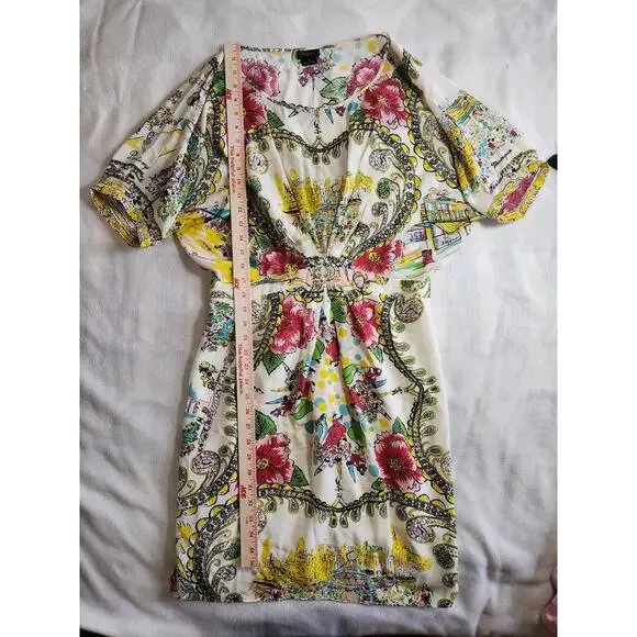 Collette Dinnigan for Anthropologie 100% Silk Dress Kaftan Printemps Size 10 - Picture 11 of 11